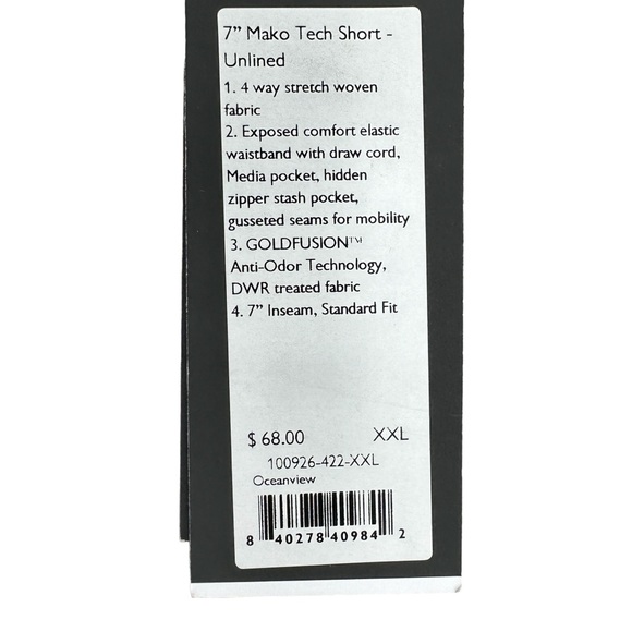 New RHONE Mako Tech Shorts Unlined 7” Inseam Blue - Picture 8 of 8